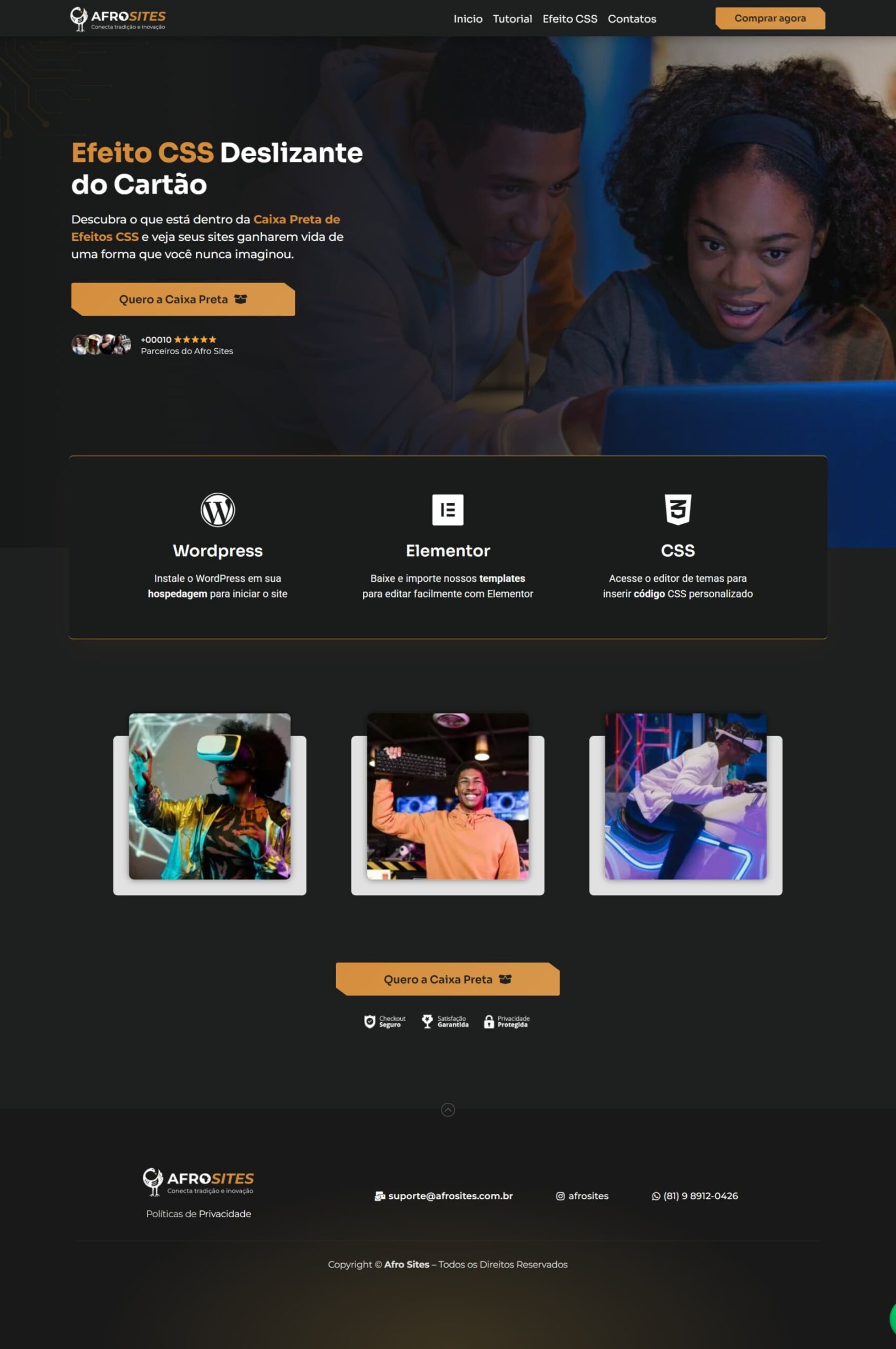 Efeito CSS Deslizante do Cartão