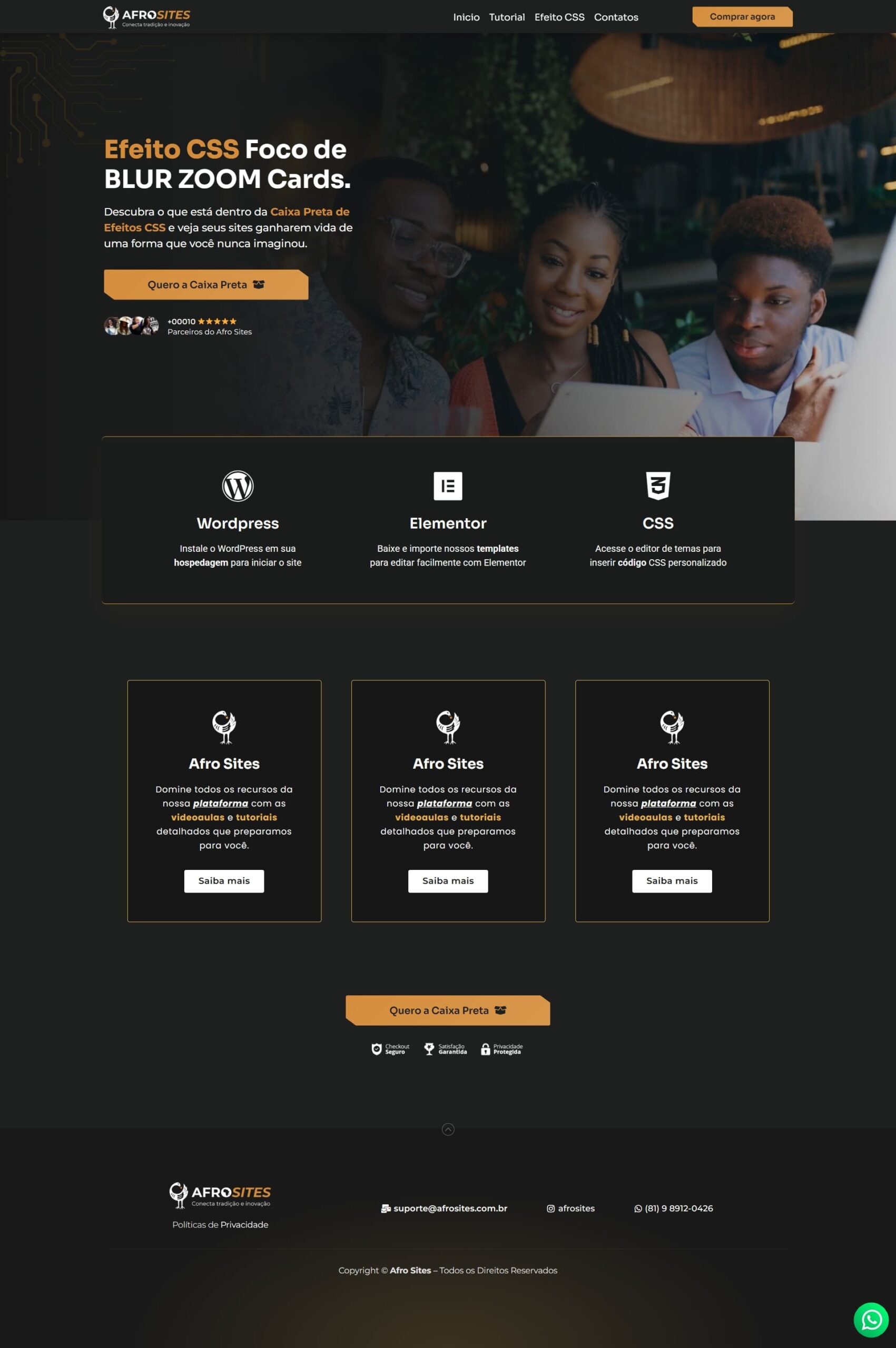 Efeito CSS Foco de BLUR ZOOM Cards