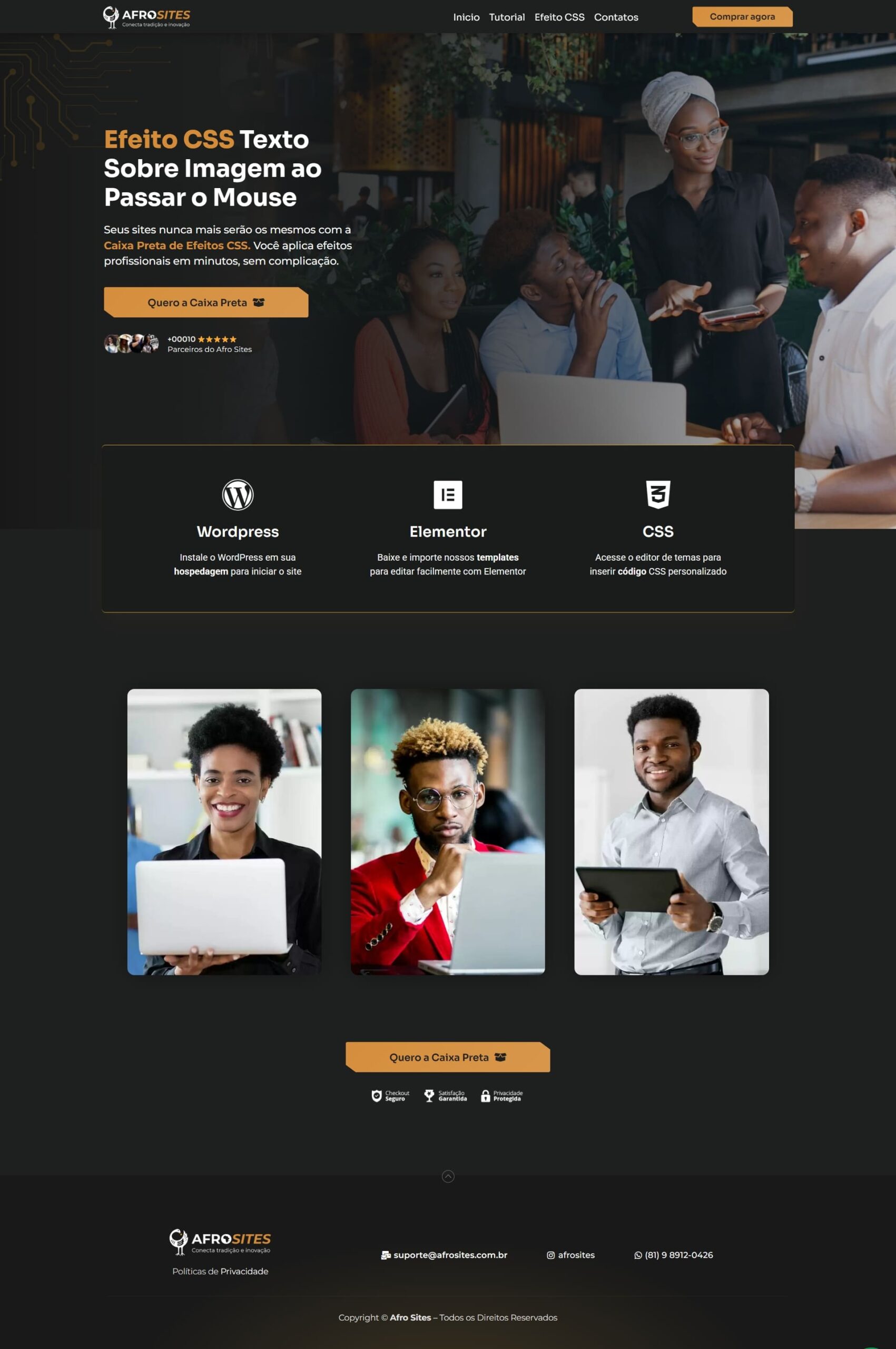 Efeito CSS Texto Sobre Imagem ao Passar o Mouse